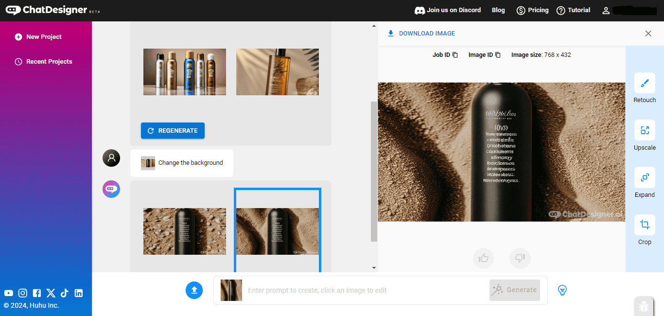 Image generation and editing with ChatDesigner 