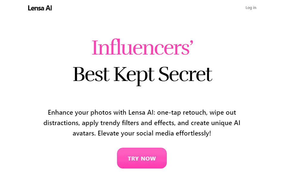 Lensa AI homepage