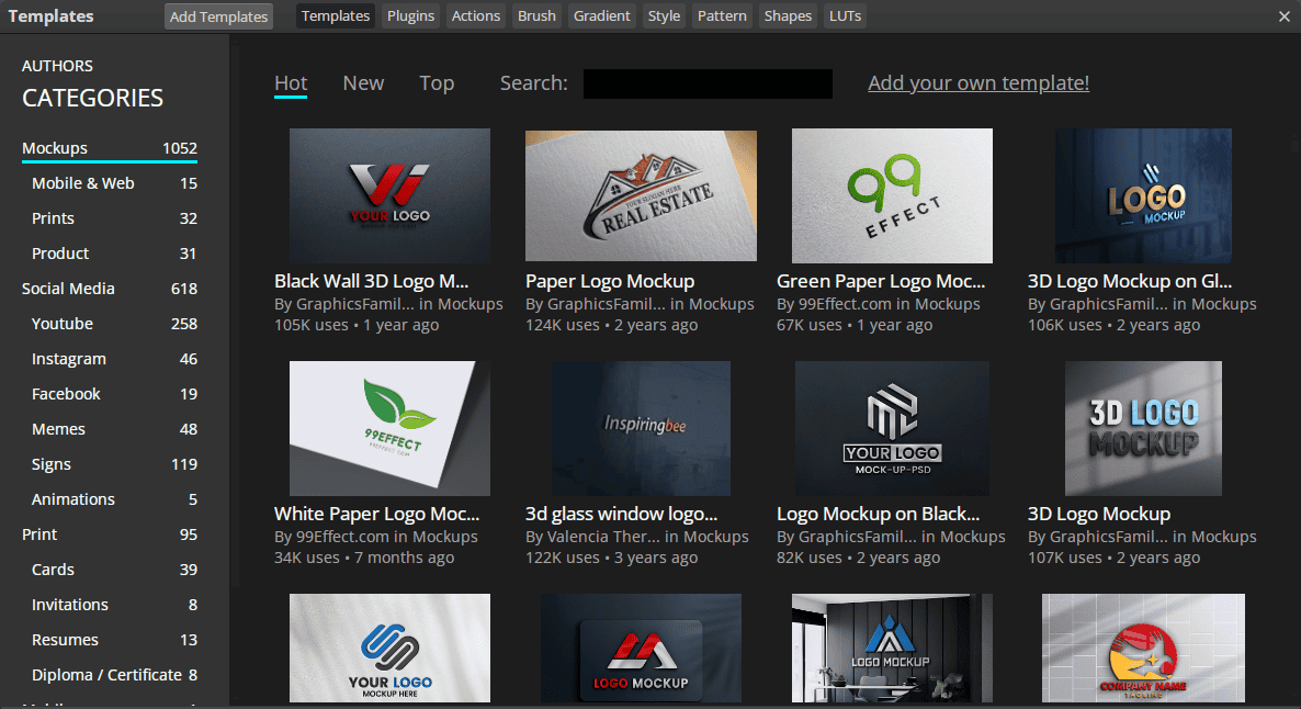 Photopea mockup library