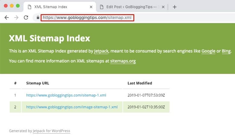 Xml sitemap index