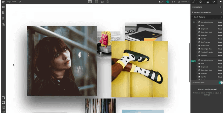 webflow parallax animation