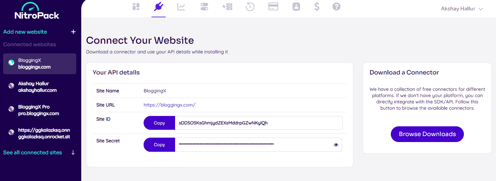 nitropack connect the website
