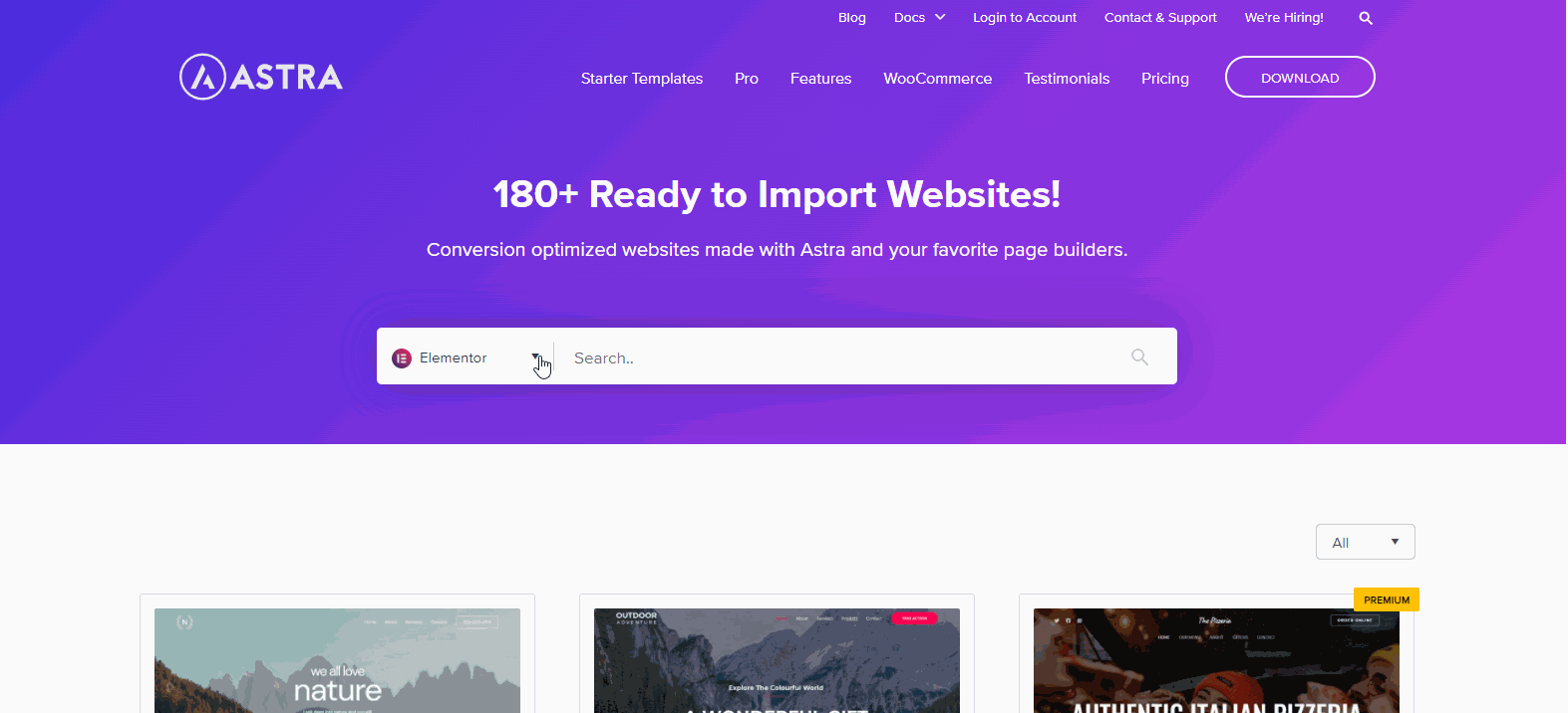 180+ Starter templates of Astra