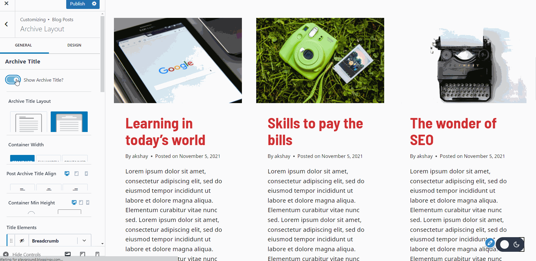 Designing blog and archive pages in Astra