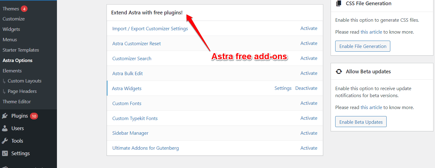 Free addons for Astra