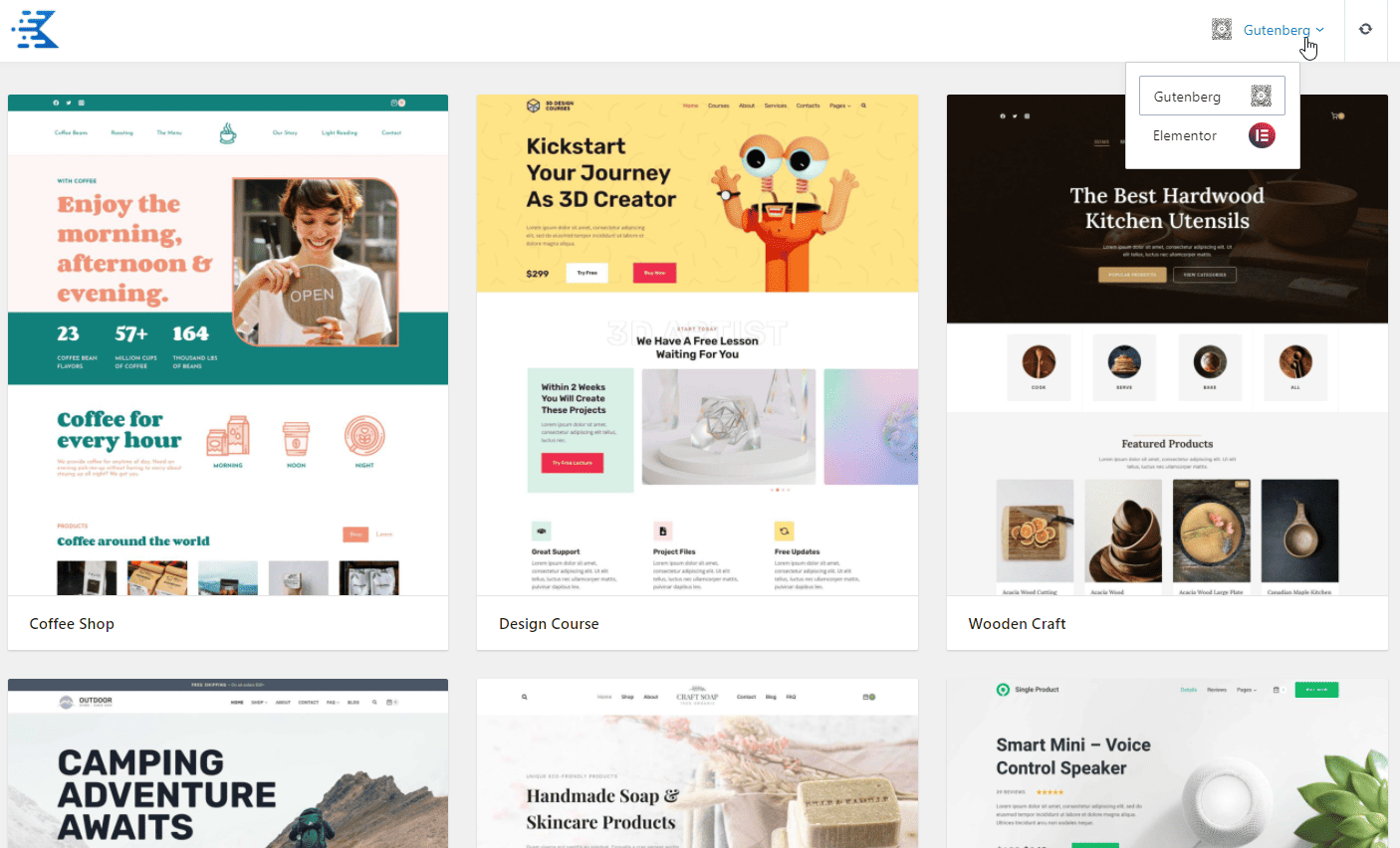 Kadence starter templates