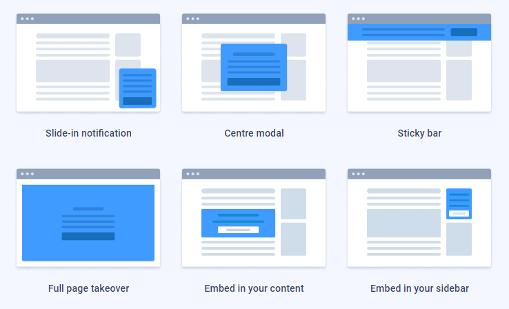 ConvertBox opt-in types