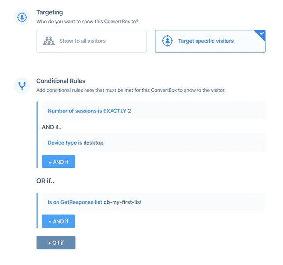 ConvertBox targeting rules