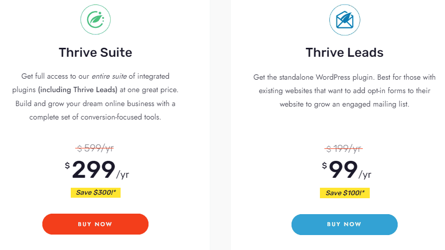 Thrive Leads pricing