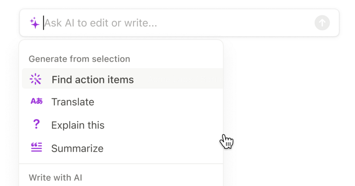 Notion AI commands