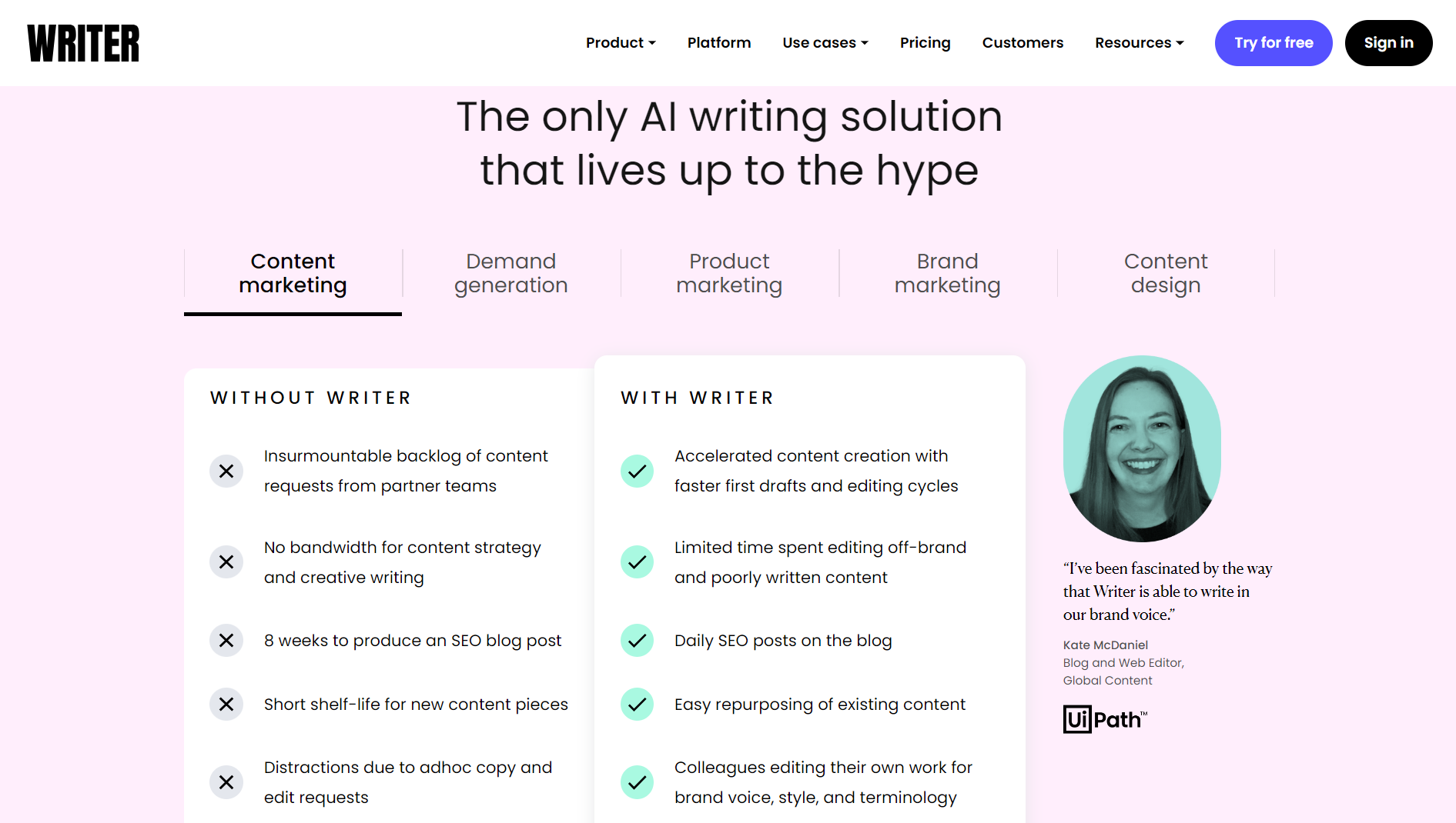 Writer features