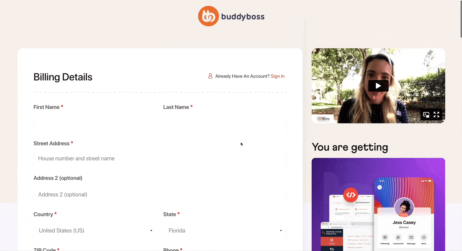 Buddyboss checkout