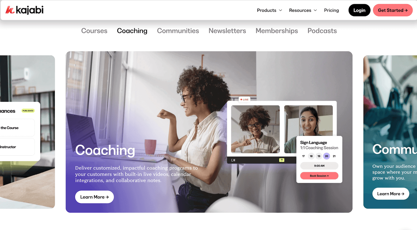Kajabi landing page