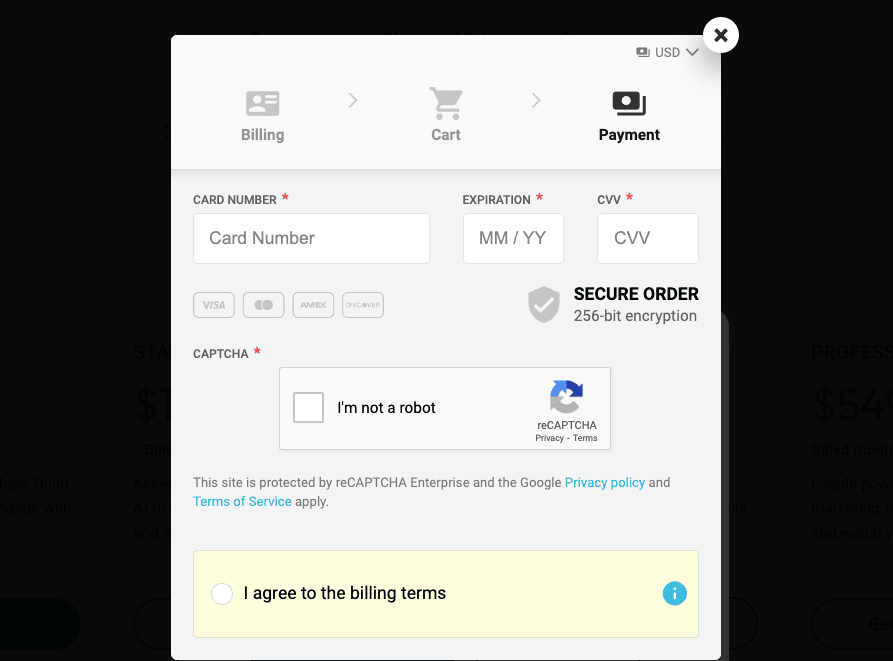Kartra payment page