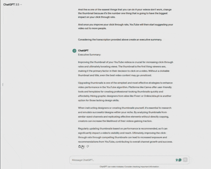 Generating Transcription Summary using ChatGPT for online course