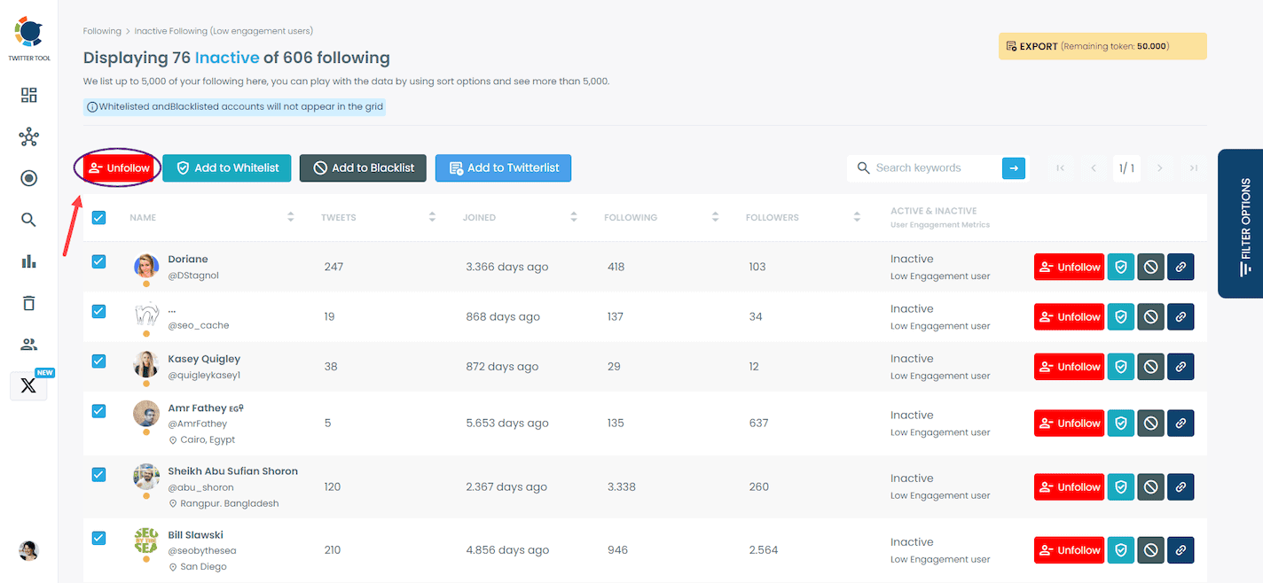 Circleboom bulk unfollow inactive