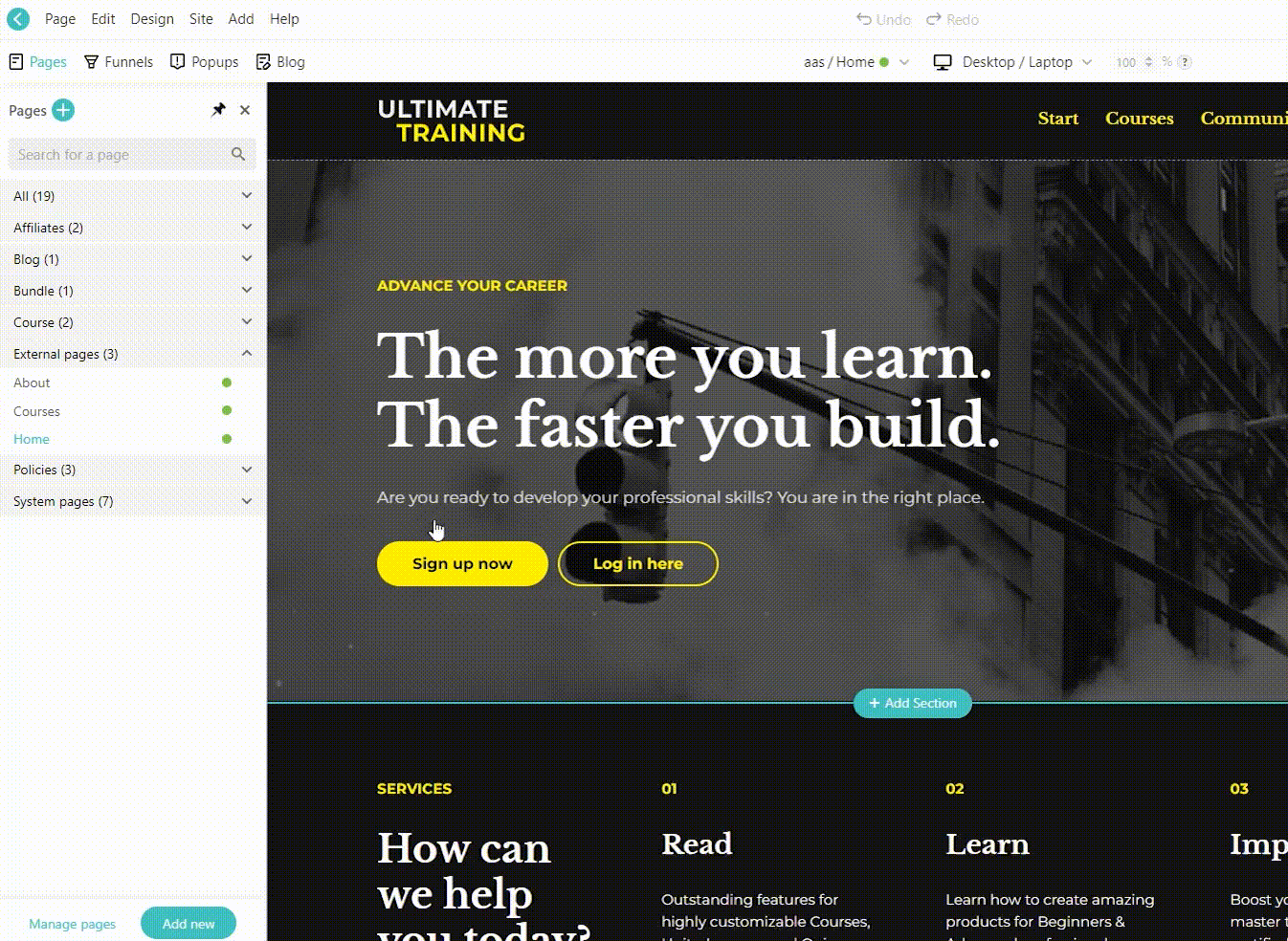 Learnworlds site builder