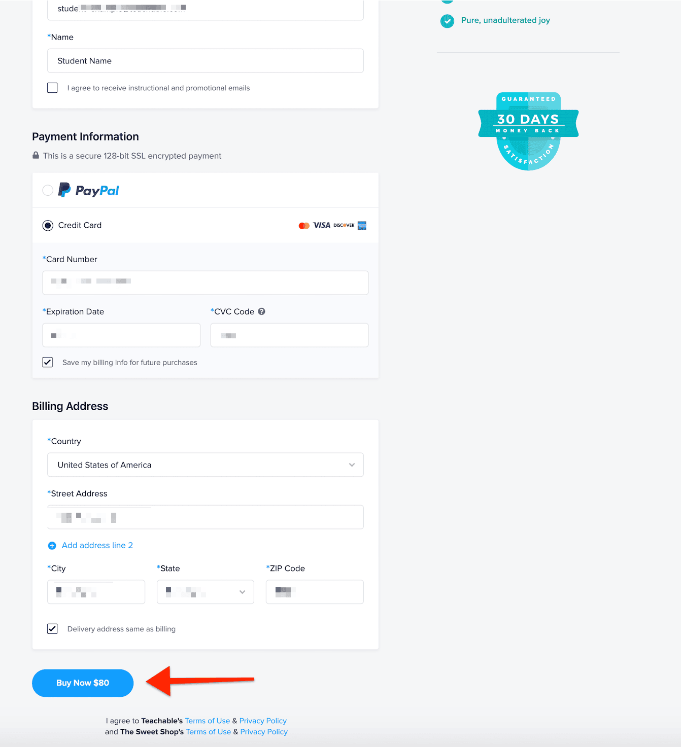 Teachable checkout