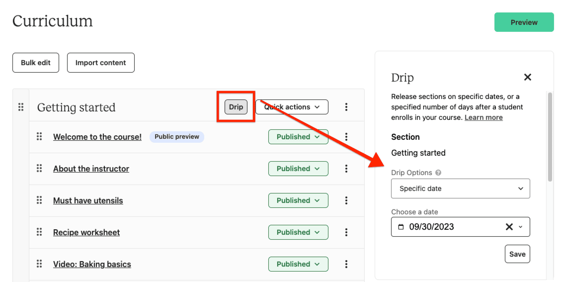 drip by date curriculum