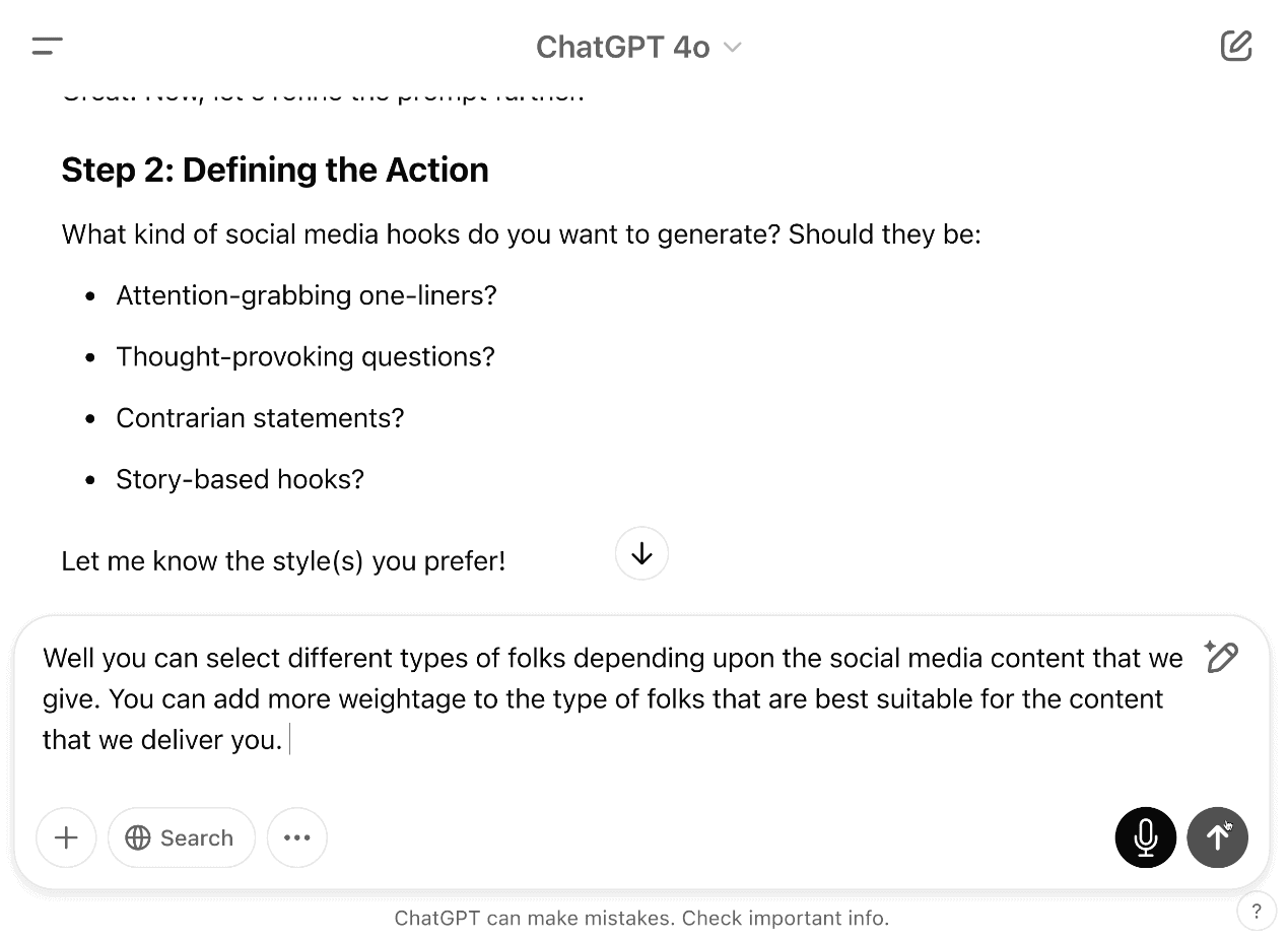 ChatGPT defining the action for my business