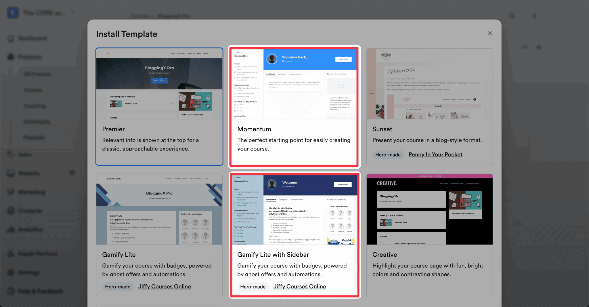 Kajabi course templates