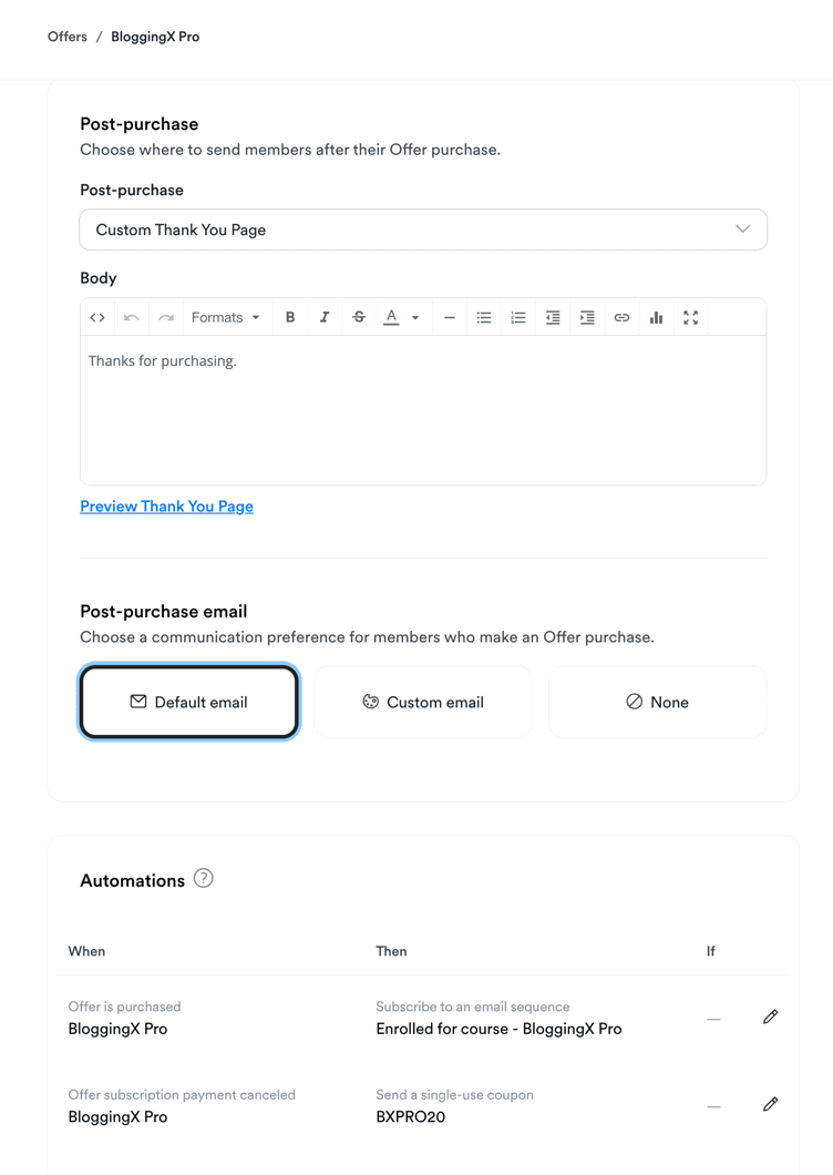 Kajabi offer automations