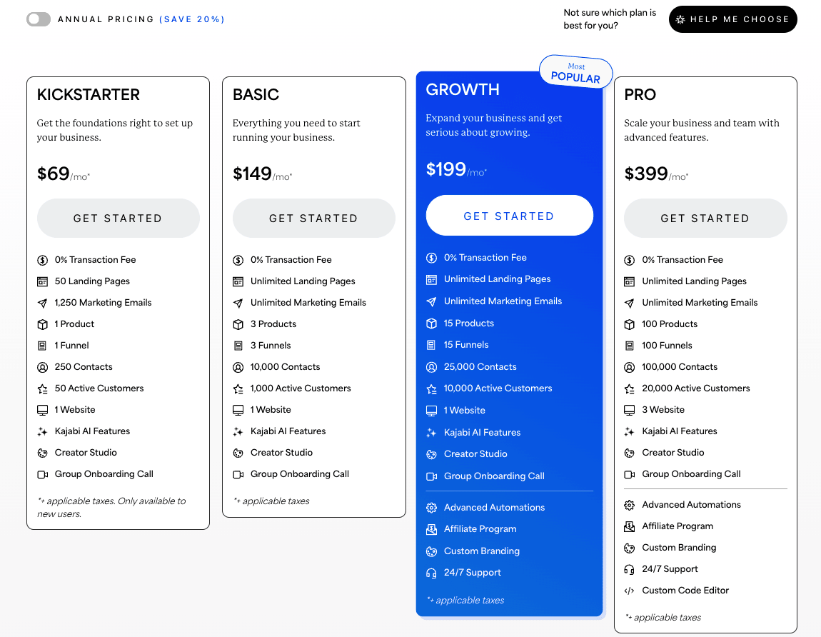 Kajabi pricing