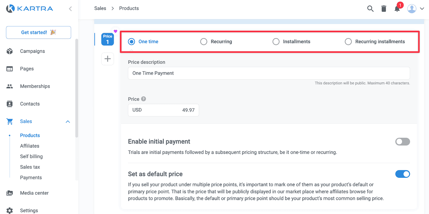 Kartra product pricing 2