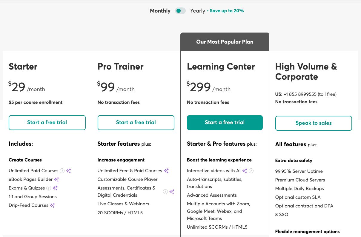 Learnworlds pricing 1