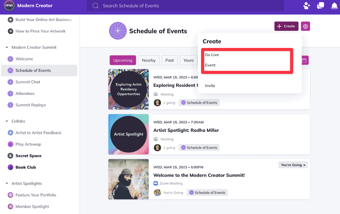 Mighty Networks live streaming