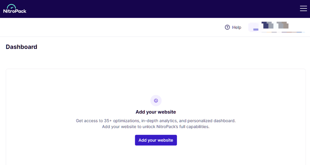 Nitropack dashboard