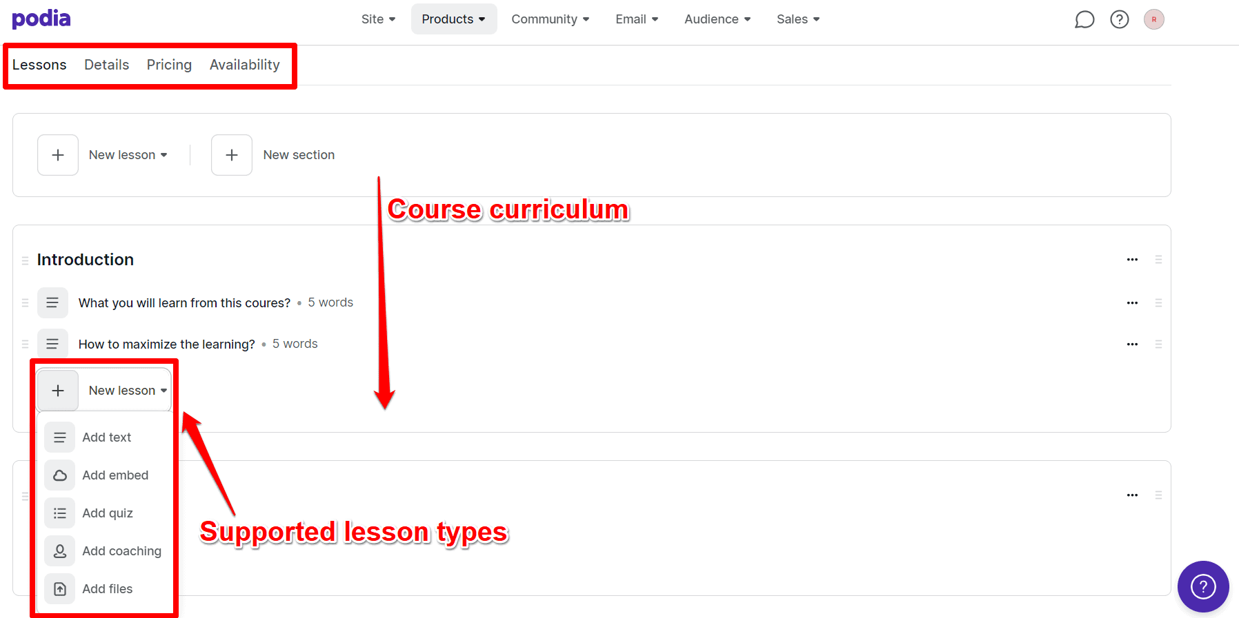 Podia courses