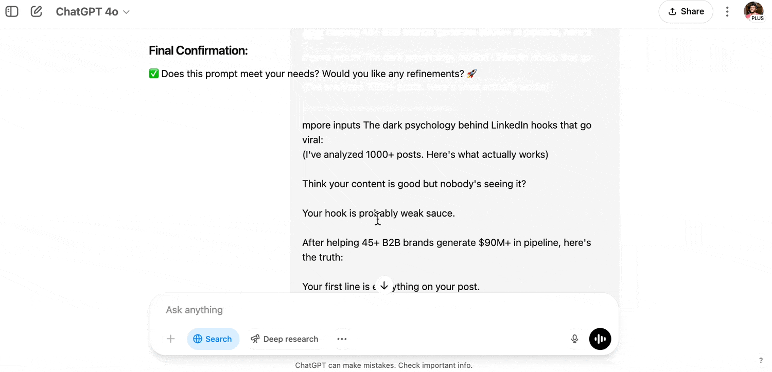 Shared linked post to chatgpt