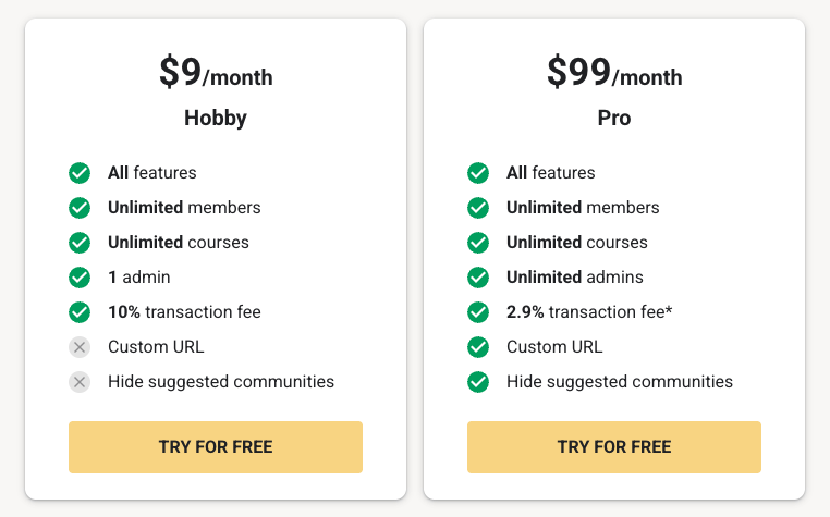 Skool pricing 2