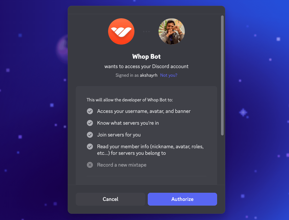 Whop Discord integration