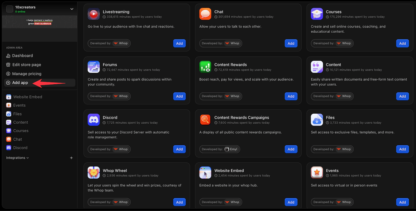 Whop app store