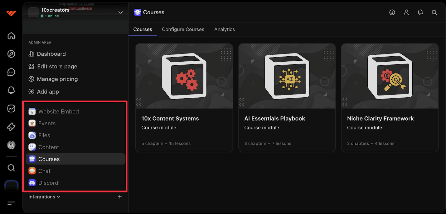 Whop interface
