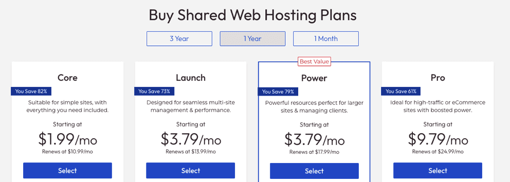 Inmotion shared web hosting pricing
