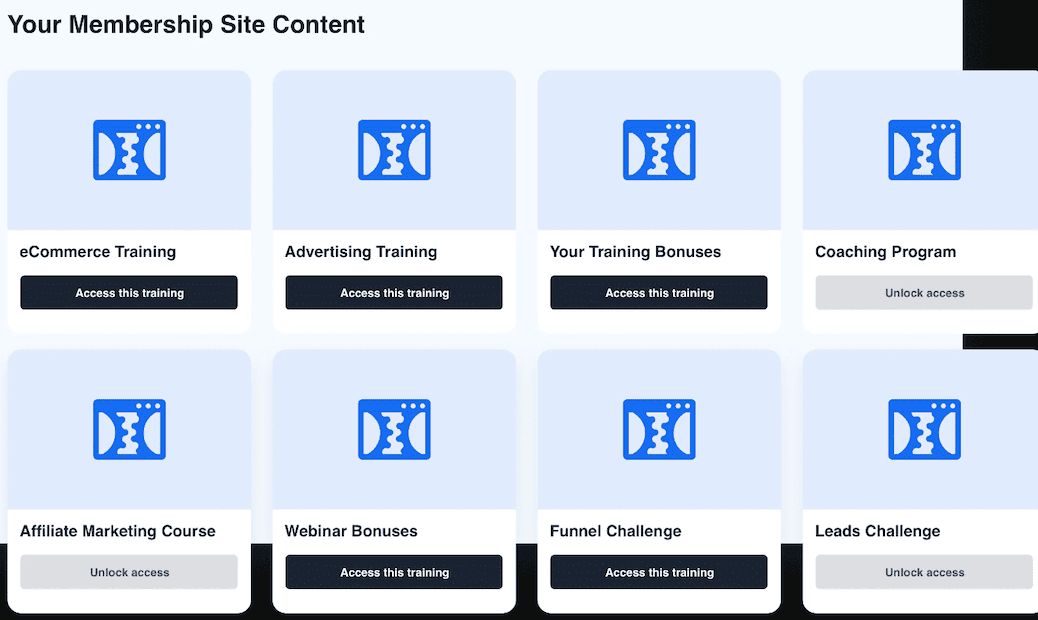 Membership site content in ClickFunnels