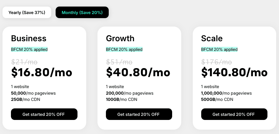 Nitropack Black Friday monthly pricing