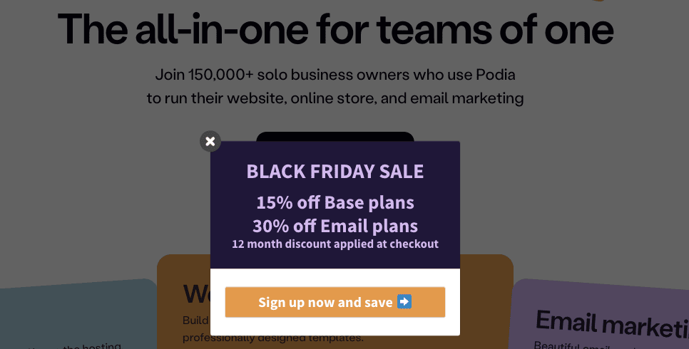 Podia Black Friday pricing