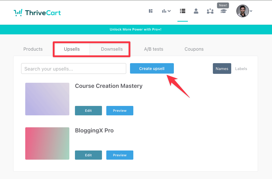 Thrivecart upsells and downsells