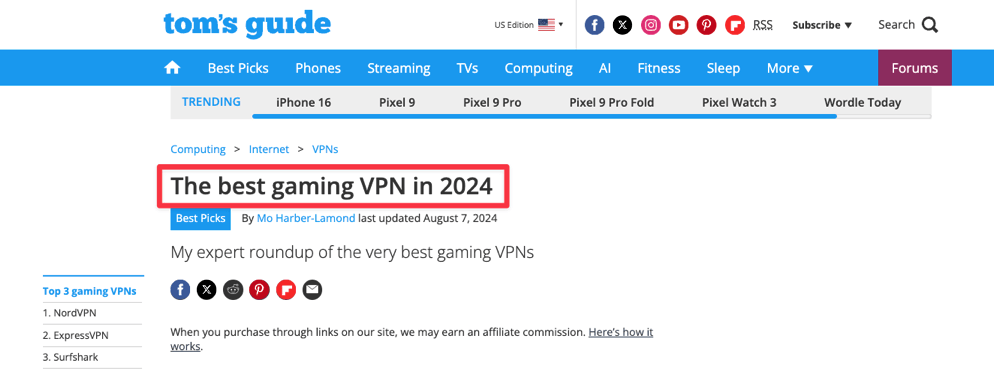 Best gaming VPNs