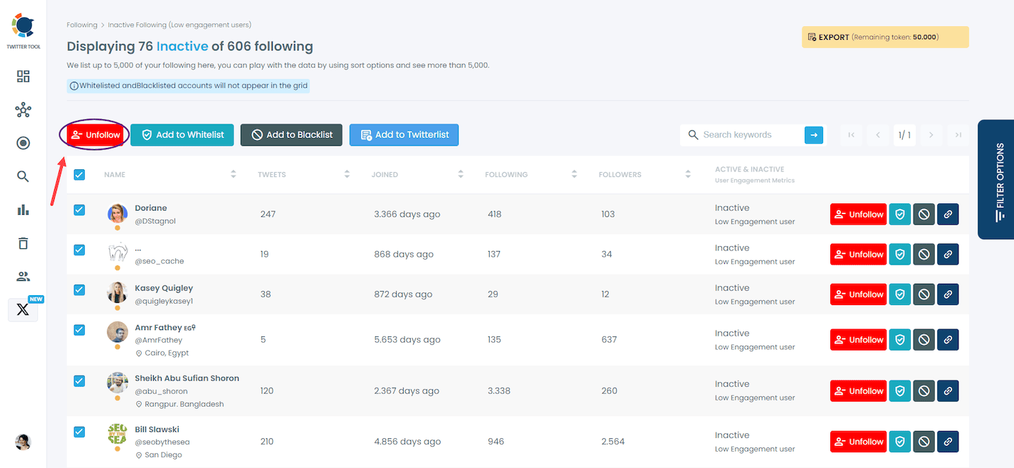 Circleboom bulk unfollow inactive