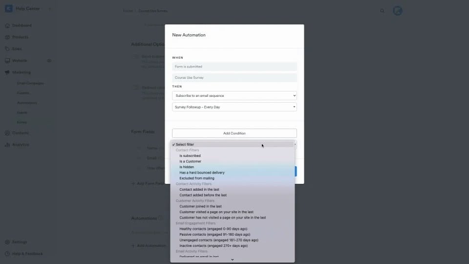 Conditional automations for Kajabi email sequences