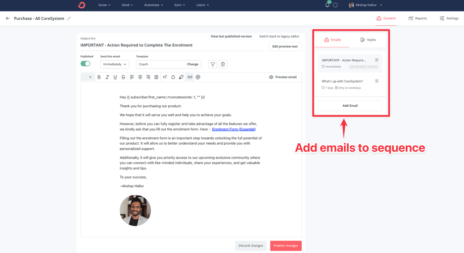 ConvertKit email sequence