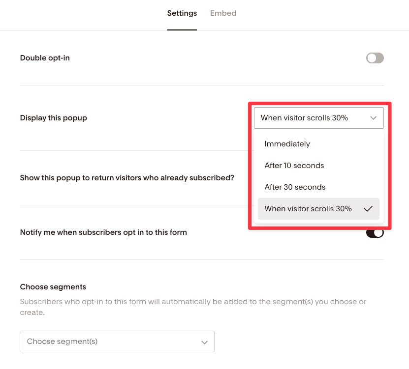 Flodesk forms settings