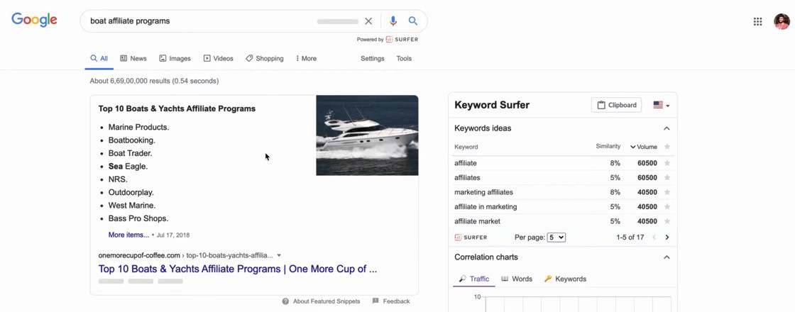 Google search boat affiliate programs