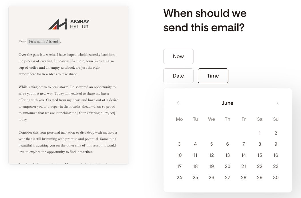 Schedule flodesk email