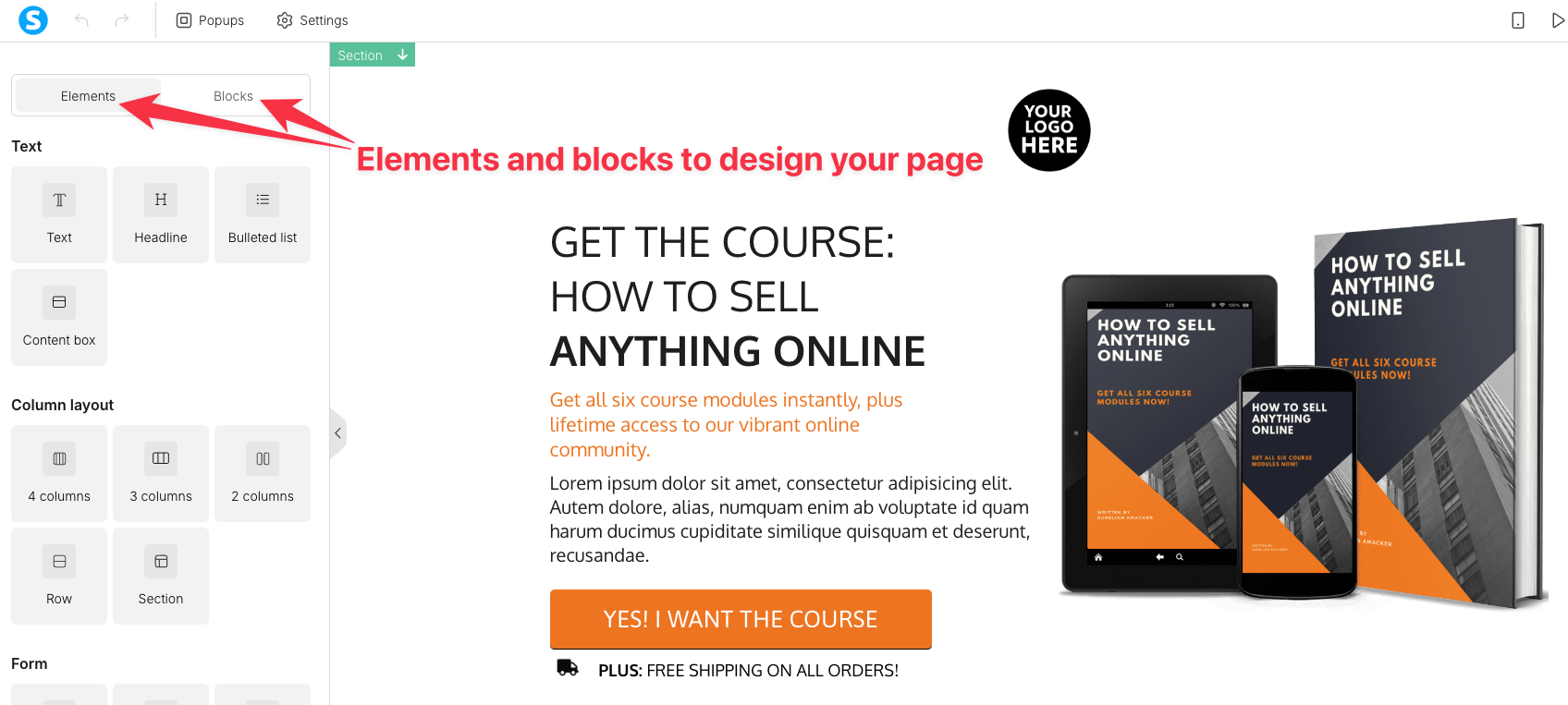 Systeme page editor
